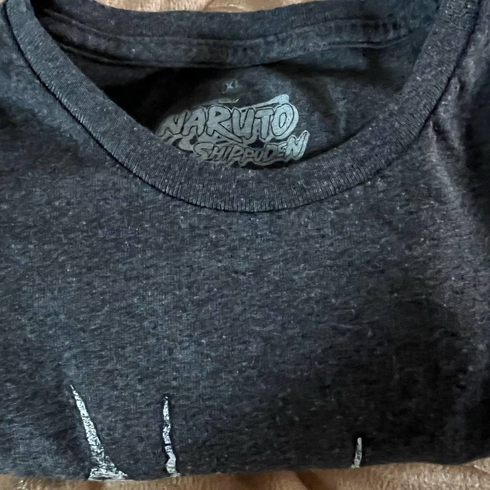 Grey akatsuki shirt with several characters from Naruto anime